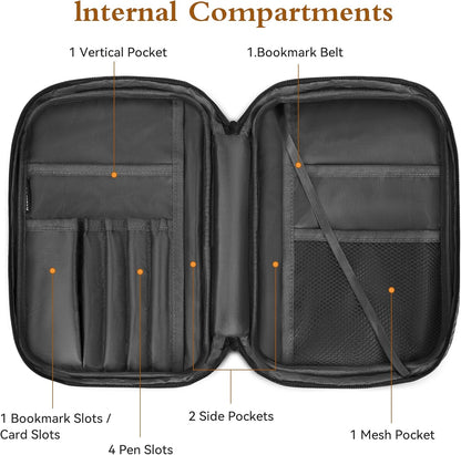 Bible Cover, Standard Size Polyester Bible Case with Internal Compartments and Zippers, Bible Cover Case for Women (Black)