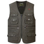Cotton Men's Multi-pocket Large Size Multi-pocket Photography Fishing Waistcoat Middle-aged And Elderly Vest Washed Vest