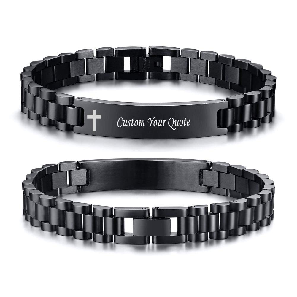 VNOX Personalized Religious Jewelry-Engraved Inspirational Christian Faith Bible Verse Quote Wristbands Elegant Link Bracelet Encouragement Gift,Cassic Watch Band Strap Design