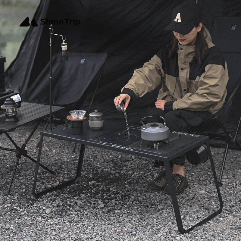 Combination Table Multifunctional Unit Fireback Portable Folding Camping Table
