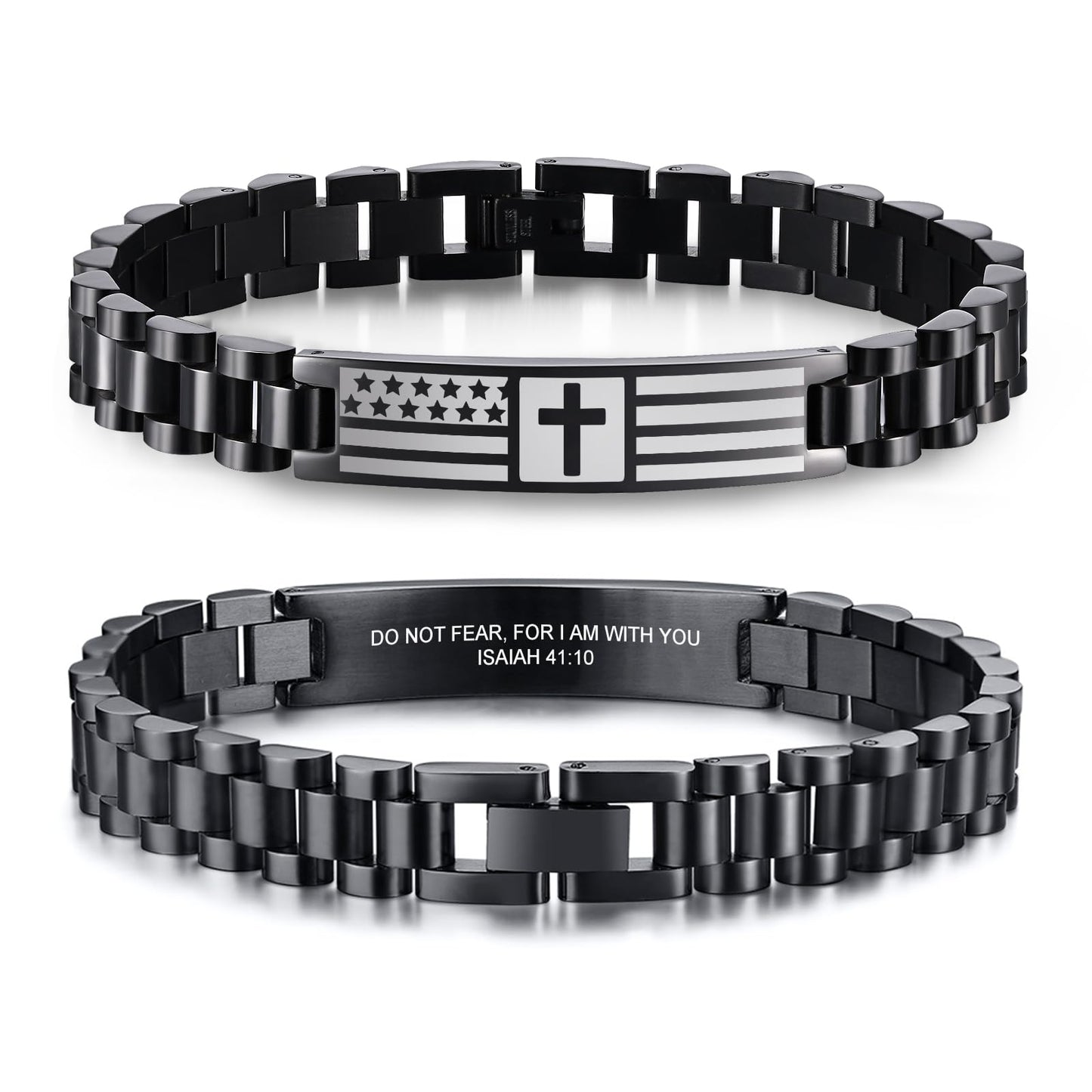 VNOX Personalized Religious Jewelry-Engraved Inspirational Christian Faith Bible Verse Quote Wristbands Elegant Link Bracelet Encouragement Gift,Cassic Watch Band Strap Design
