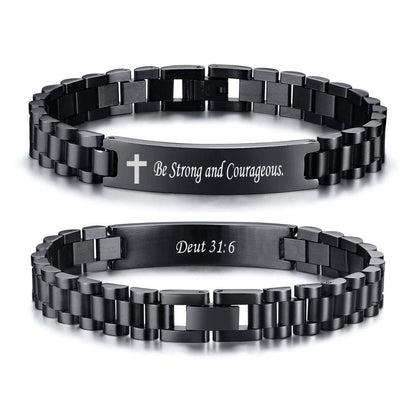 VNOX Personalized Religious Jewelry-Engraved Inspirational Christian Faith Bible Verse Quote Wristbands Elegant Link Bracelet Encouragement Gift,Cassic Watch Band Strap Design
