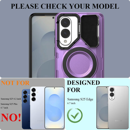 MMHUO for Samsung S25 Edge Case with Adjustable Camera Protector & Screen Protector,[Compatible with MagSafe] [Military Grade Protection] Shockproof Phone Case for Samsung Galaxy S25 Edge,Purple