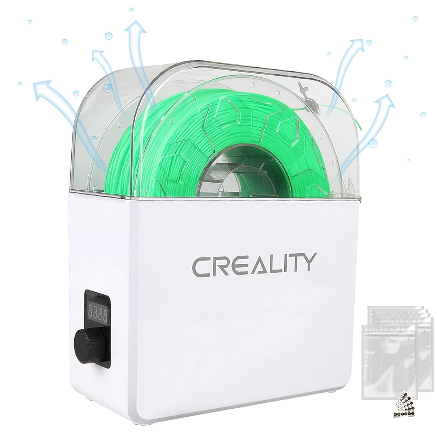 3D Printer Filament Dry Box, Storage Box Keeping Filaments Dry During 3D Printing for 1kg Diameter 1.75/2.85/3.0mm PLA,PETG,ABS,TPU with Zipper Bags Humidity Card (US Plug)