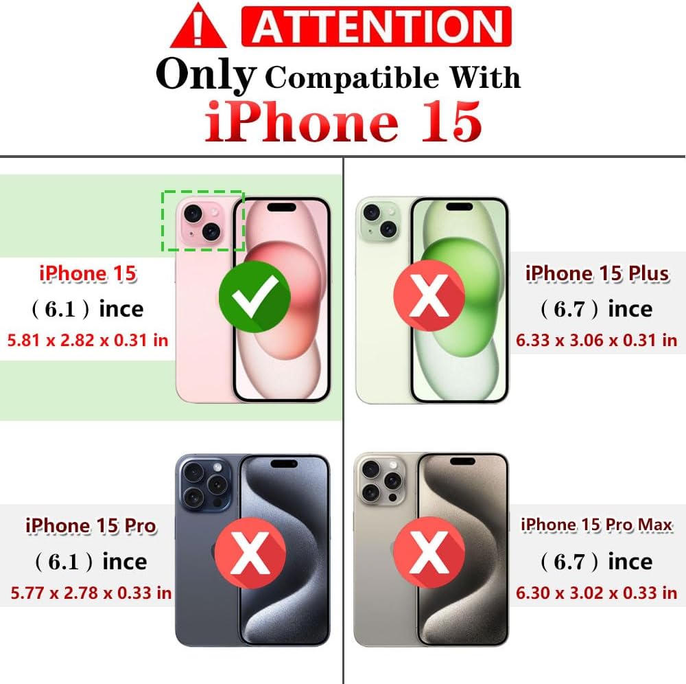Yiakeng for iPhone 15 Case: iPhone 15 Phone Case with HD Screen Protector - Military Grade Protective Cases with Ring for iPhone 15(Blue)