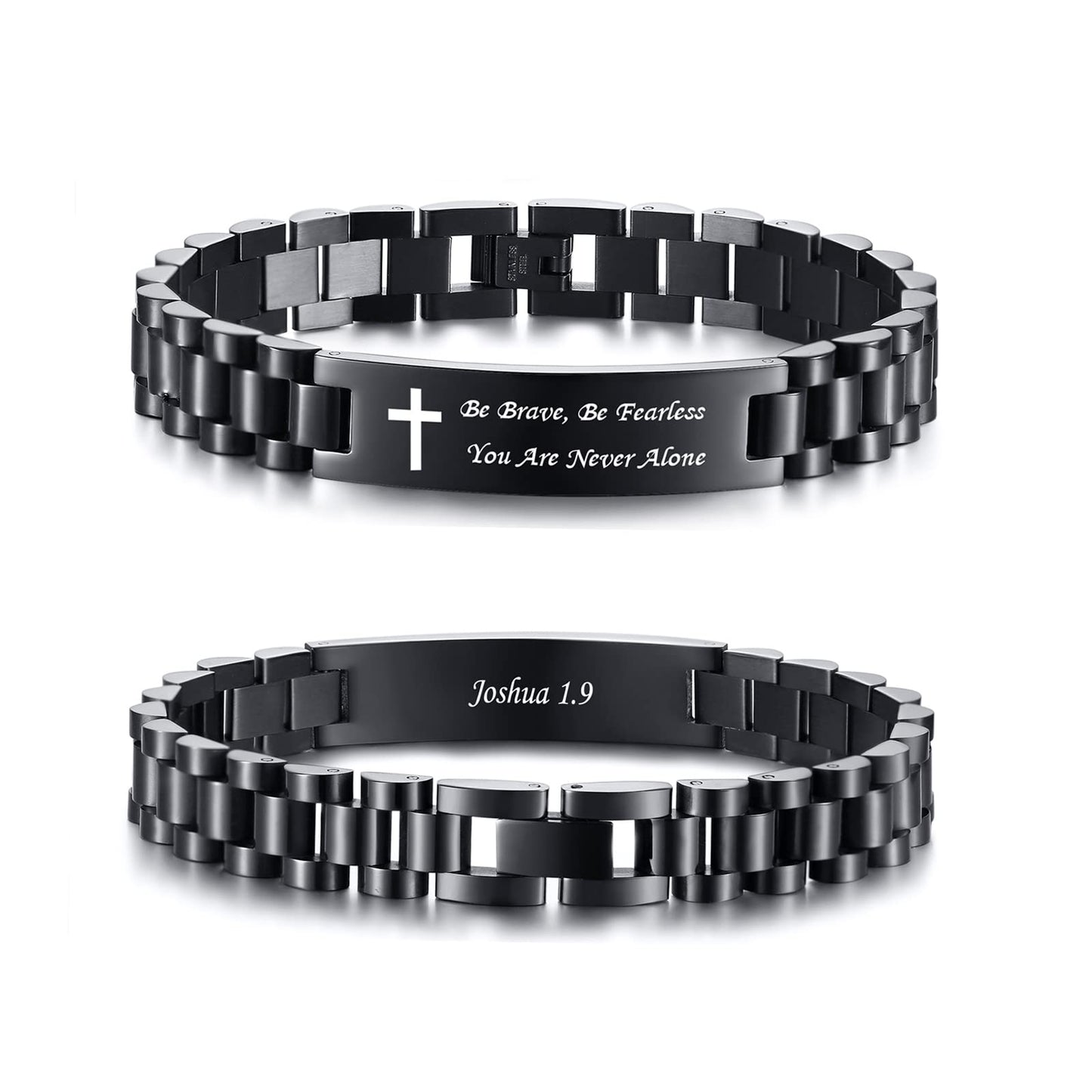 VNOX Personalized Religious Jewelry-Engraved Inspirational Christian Faith Bible Verse Quote Wristbands Elegant Link Bracelet Encouragement Gift,Cassic Watch Band Strap Design