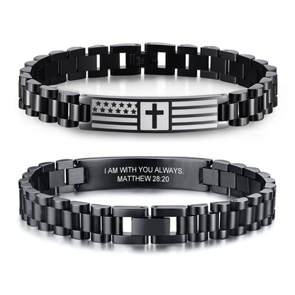 VNOX Personalized Religious Jewelry-Engraved Inspirational Christian Faith Bible Verse Quote Wristbands Elegant Link Bracelet Encouragement Gift,Cassic Watch Band Strap Design