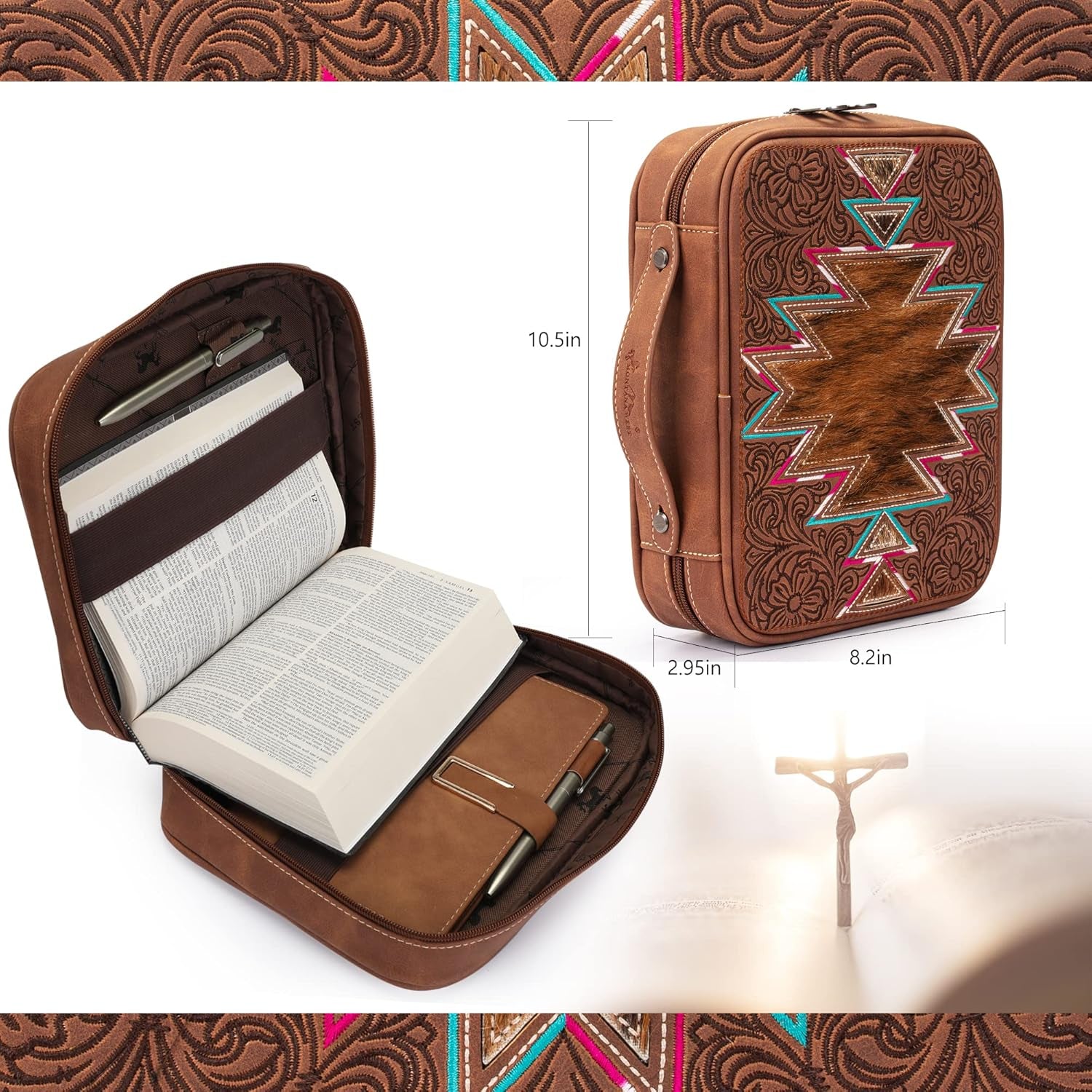 Montana West Western Style Embroidered Bible Covers for Women Men Book Carrying Case Church Bag Outdoor Bible Protective
