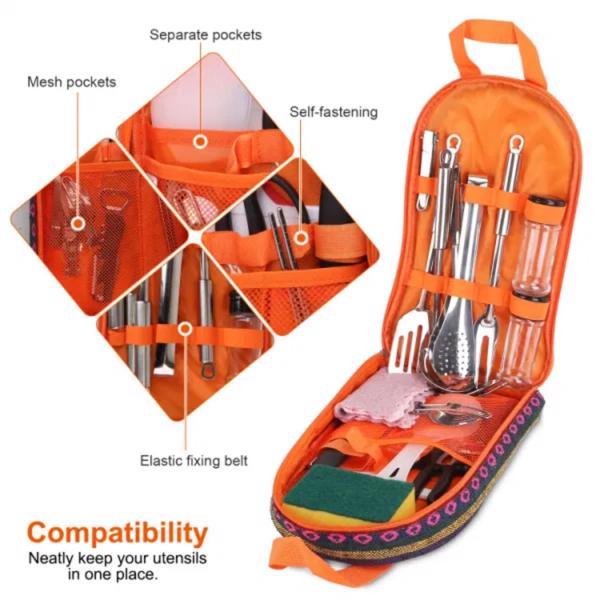 19-Piece Camping Cooking Gear Kit