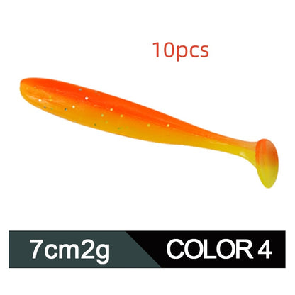Soft Worm Mandarin Fish Topmouth Culter Lure Two-tone T Tail