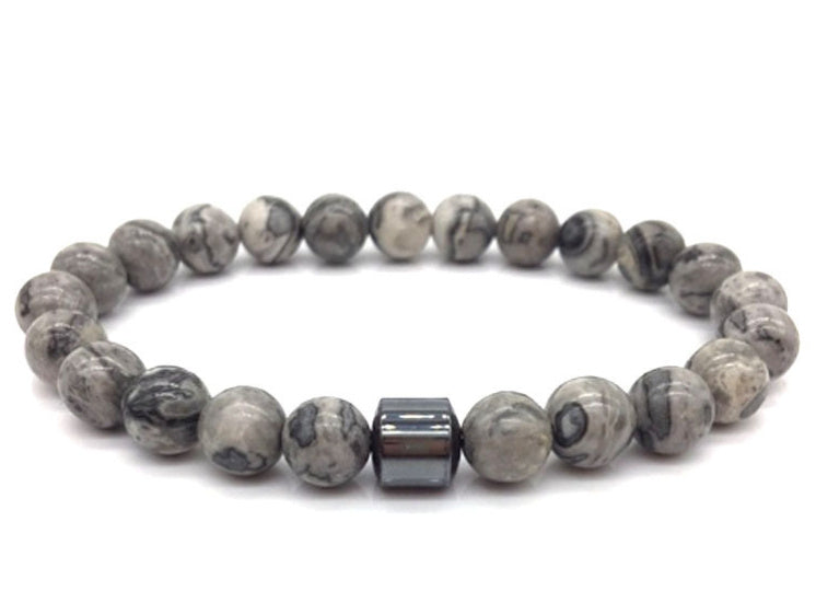 Natural Gemstone Bracelet Vintage Stone Beads Men Women Jewelry