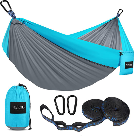 Kootek Camping Hammock 500 Lbs Capacity, Portable Hammocks with Tree Straps & Attached Carry Bag, Camping Essentials Gear, Perfect for outside Indoor Hiking Beach Backpack Travel