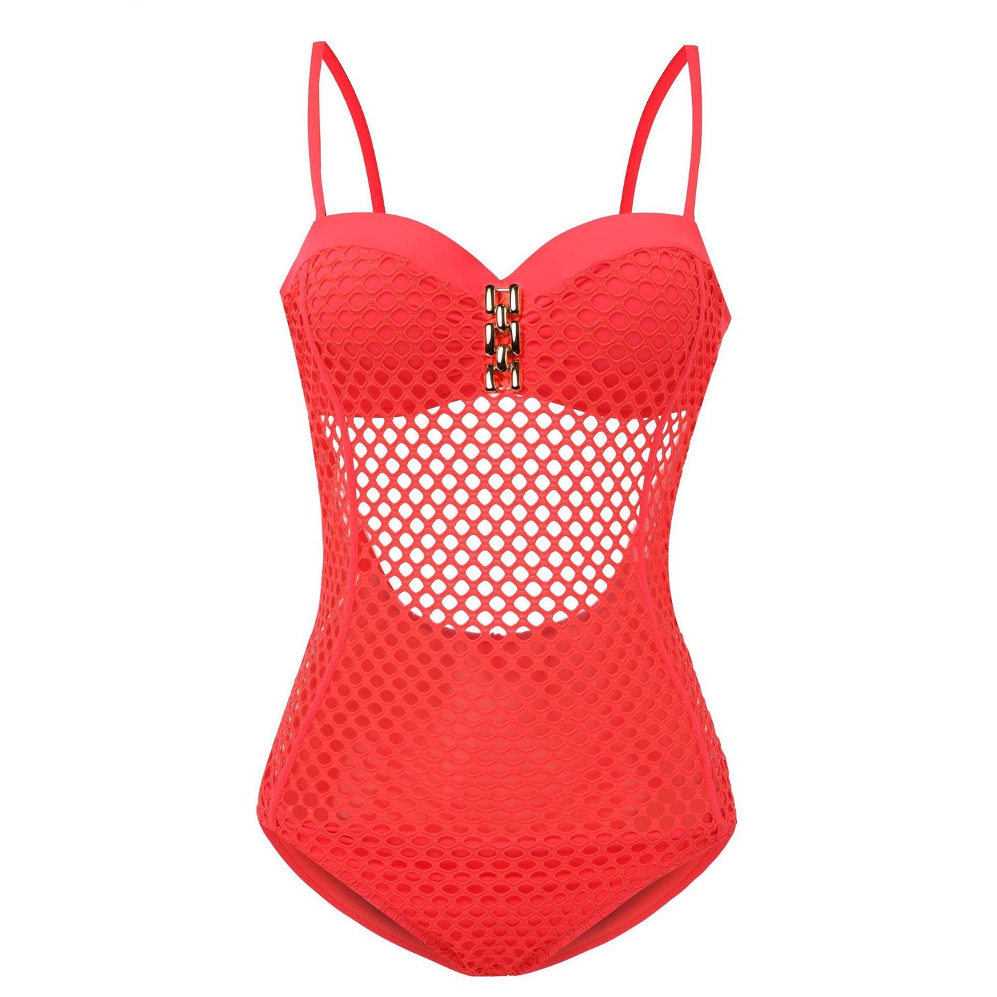 Vikionfly Sexy One Piece Swimsuit Push Up Women Swimwear Monokini Mesh Sheer Onepiece Swimming Suit For Bathing Suit Orange