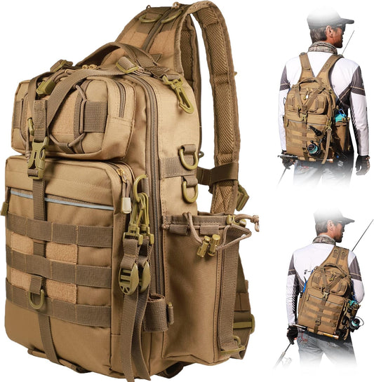 BLISSWILL Outdoor Tackle Bag - Large Water-Resistant Fishing Backpack