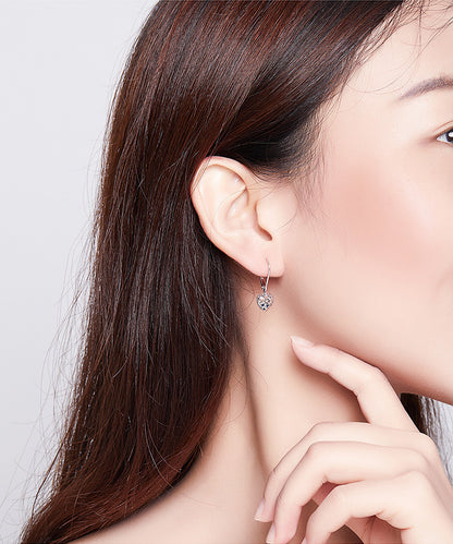 S925 Sterling Silver Stud Earrings Hollow Heart Shaped Earrings