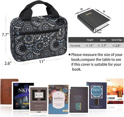 Bible Covers for Women Girls Bible Case Large Size with Pockets Strap Zipper Lds
