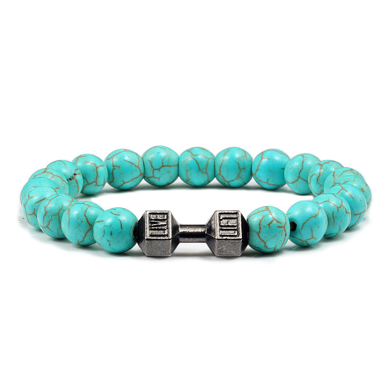 Turquoise Energy Gun Black Electroplated Alloy Barbell Bracelet