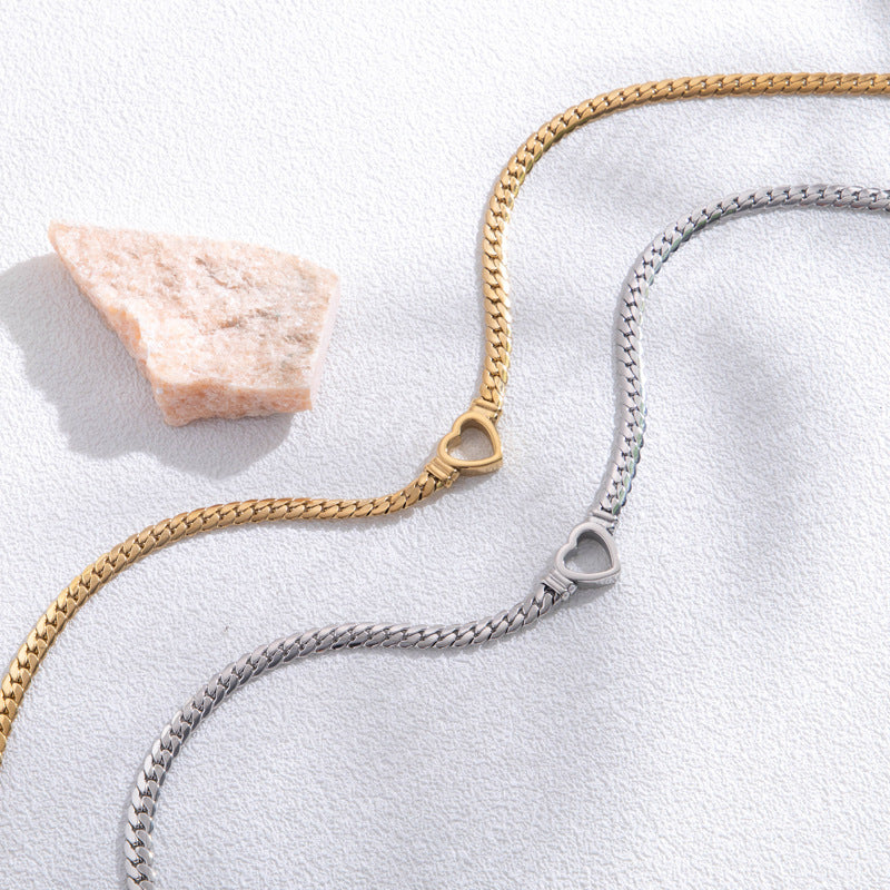 Fashion Simple Hollow Heart Titanium Steel Bracelet