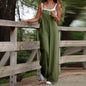 Women's Sleeveless Jumpsuit With Pockets And Adjustable Shoulder Strap Fashion Loose Wide Leg Straight Overalls Summer Beach Trousers