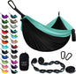 Gold Armour Camping Hammock - XL Double Hammock Portable Hammock Camping Accessories Gear for Outdoor Indoor with Tree Straps, USA Based Brand (Black and Seafoam)