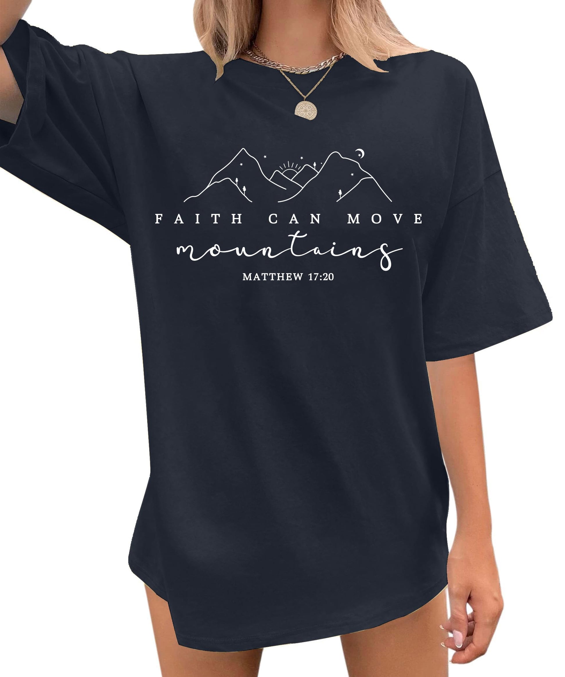 Oversized Tshirts for Women Christian Shirts Faith Over Fear Shirt Short Sleeve Jesus Tees Loose Casual Religious Tops