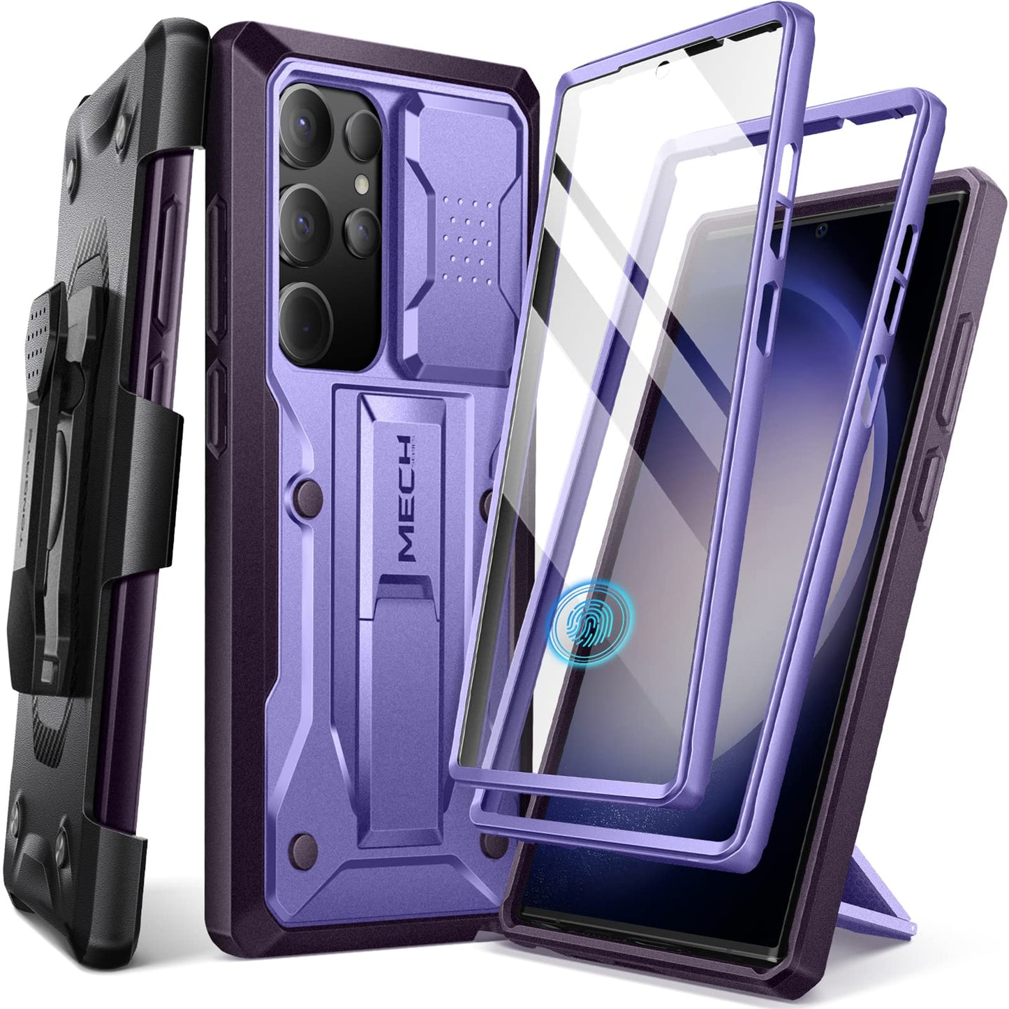 TONGATE for Samsung Galaxy S23 Ultra Case, [Built-in Slide Camera Cover & Screen Protector] [2 Front Frame] Military Grade Shockproof S23 Ultra Phone Case with Kickstand & Belt-Clip 6.8", Black