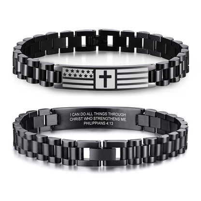 VNOX Personalized Religious Jewelry-Engraved Inspirational Christian Faith Bible Verse Quote Wristbands Elegant Link Bracelet Encouragement Gift,Cassic Watch Band Strap Design
