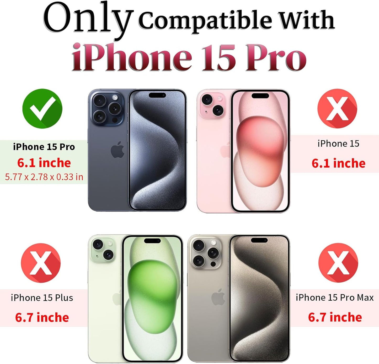 HNHYGETE for iPhone 15 Pro Case with HD Screen Protector: [Military Grade 20ft. Drop Tested] Ring Shockproof Protective Phone Case for - iPhone 15 Pro (Black)