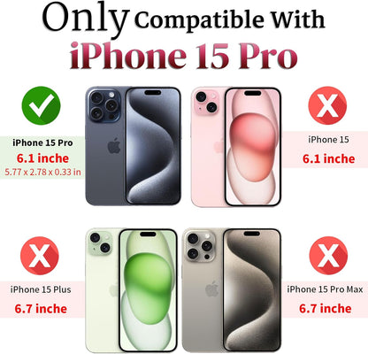 HNHYGETE for iPhone 15 Pro Case with HD Screen Protector: [Military Grade 20ft. Drop Tested] Ring Shockproof Protective Phone Case for - iPhone 15 Pro (Black)