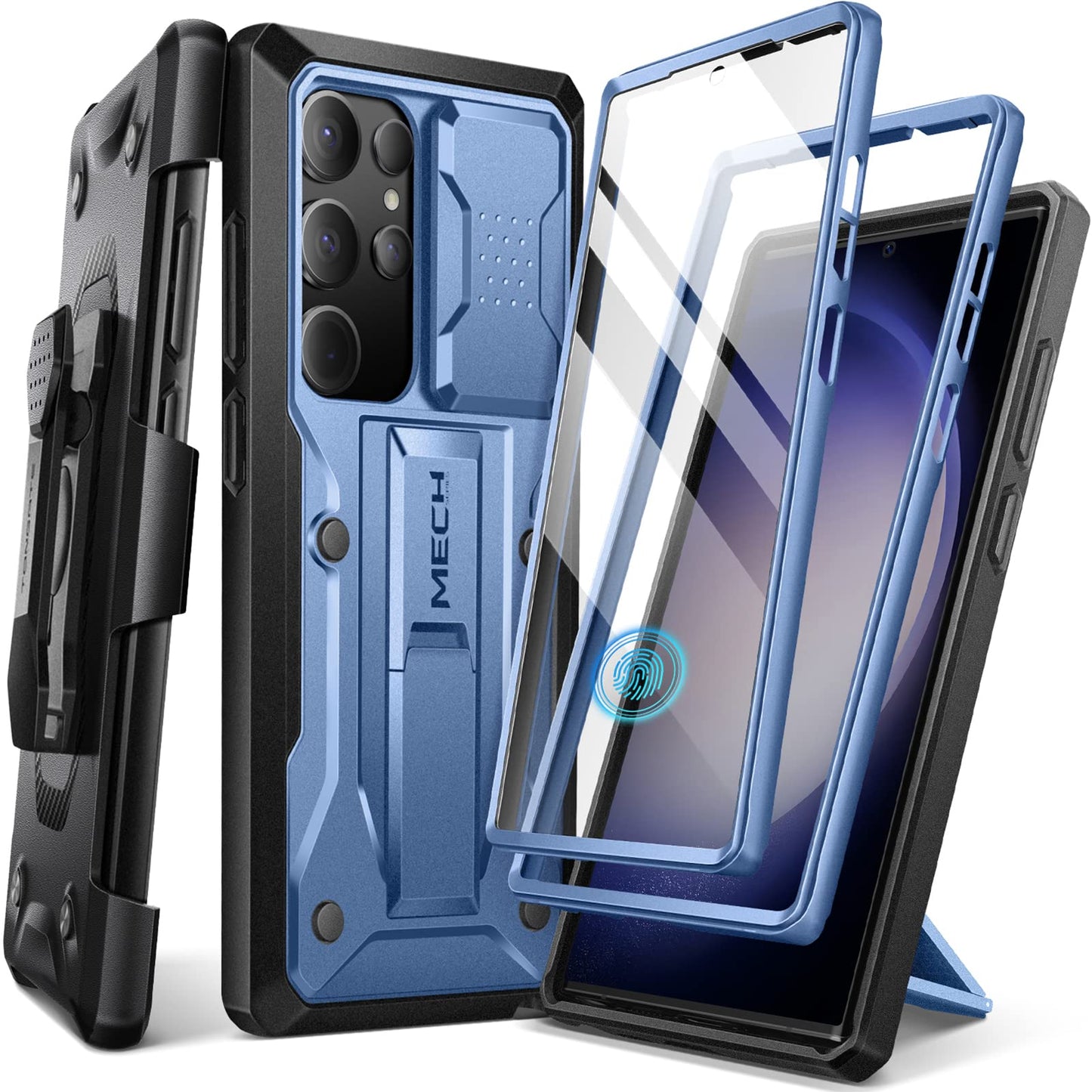 TONGATE for Samsung Galaxy S23 Ultra Case, [Built-in Slide Camera Cover & Screen Protector] [2 Front Frame] Military Grade Shockproof S23 Ultra Phone Case with Kickstand & Belt-Clip 6.8", Black