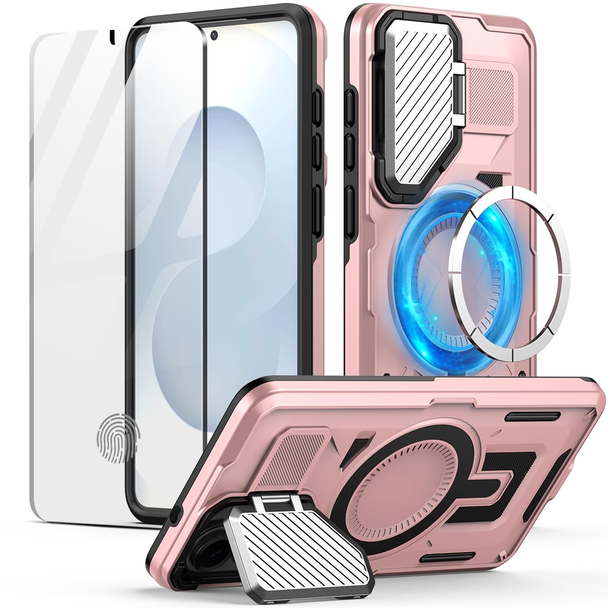 MMHUO for Samsung S25 Edge Case with Adjustable Camera Protector & Screen Protector,[Compatible with MagSafe] [Military Grade Protection] Shockproof Phone Case for Samsung Galaxy S25 Edge,Purple