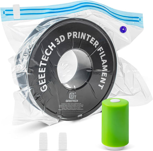 Geeetech Filament Storage Bags Auto Electric Pump Kit, 10 Vacuum Filament Bags, 1Auto Pump, 2 sealed clips Dust Proof Humidity Resistant, Perfect for 3D Printer Filament Storage and Filament Dryer