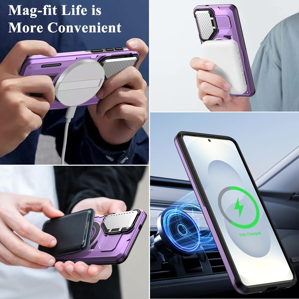 MMHUO for Samsung S25 Edge Case with Adjustable Camera Protector & Screen Protector,[Compatible with MagSafe] [Military Grade Protection] Shockproof Phone Case for Samsung Galaxy S25 Edge,Purple
