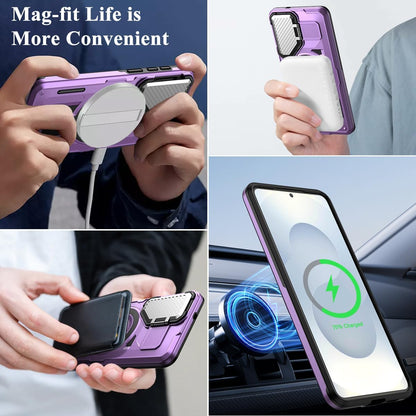 MMHUO for Samsung S25 Edge Case with Adjustable Camera Protector & Screen Protector,[Compatible with MagSafe] [Military Grade Protection] Shockproof Phone Case for Samsung Galaxy S25 Edge,Purple