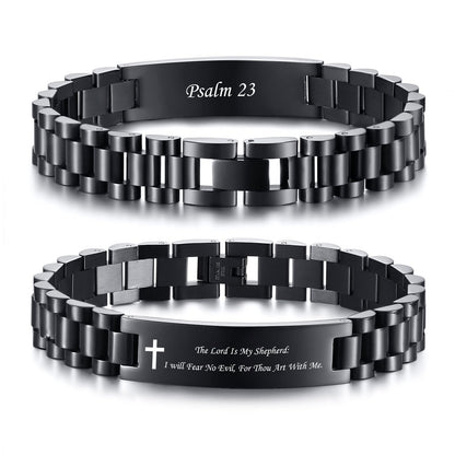 VNOX Personalized Religious Jewelry-Engraved Inspirational Christian Faith Bible Verse Quote Wristbands Elegant Link Bracelet Encouragement Gift,Cassic Watch Band Strap Design
