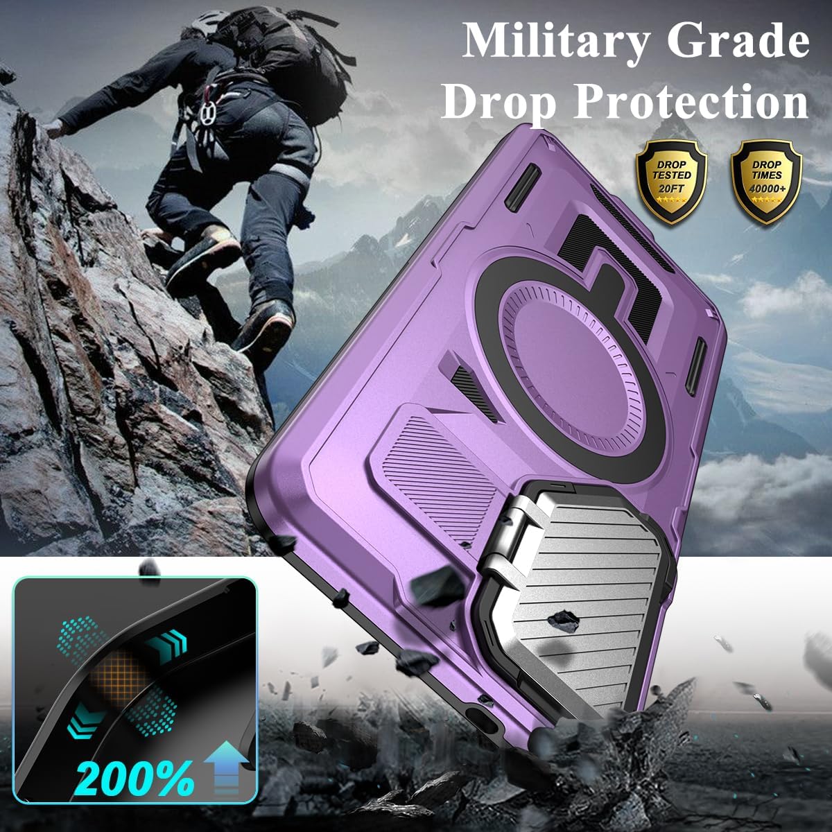 MMHUO for Samsung S25 Edge Case with Adjustable Camera Protector & Screen Protector,[Compatible with MagSafe] [Military Grade Protection] Shockproof Phone Case for Samsung Galaxy S25 Edge,Purple