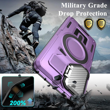 MMHUO for Samsung S25 Edge Case with Adjustable Camera Protector & Screen Protector,[Compatible with MagSafe] [Military Grade Protection] Shockproof Phone Case for Samsung Galaxy S25 Edge,Purple