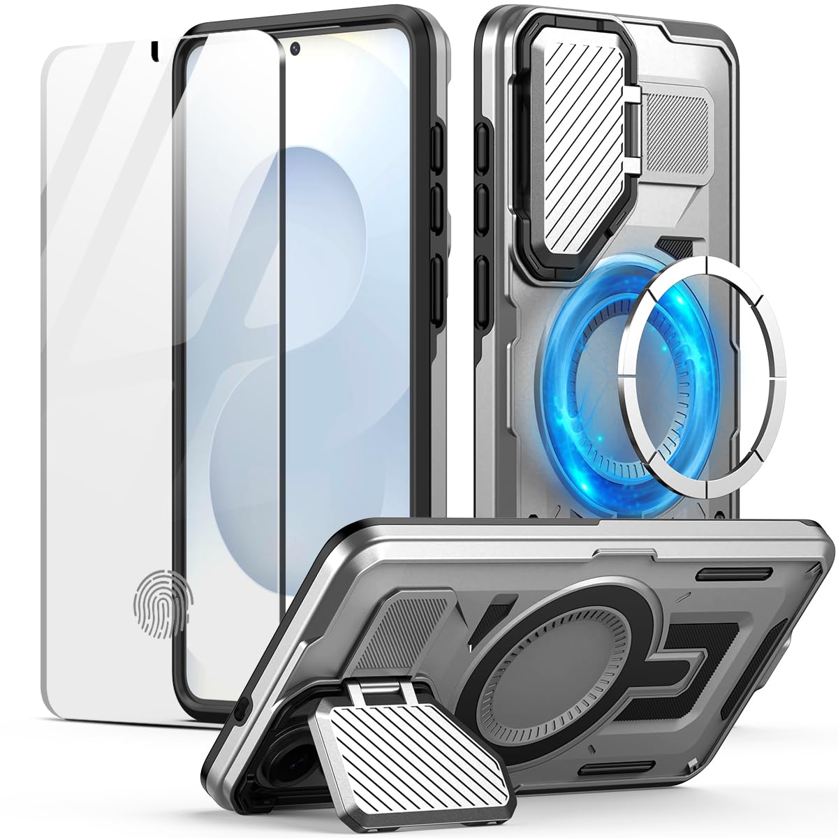 MMHUO for Samsung S25 Edge Case with Adjustable Camera Protector & Screen Protector,[Compatible with MagSafe] [Military Grade Protection] Shockproof Phone Case for Samsung Galaxy S25 Edge,Purple