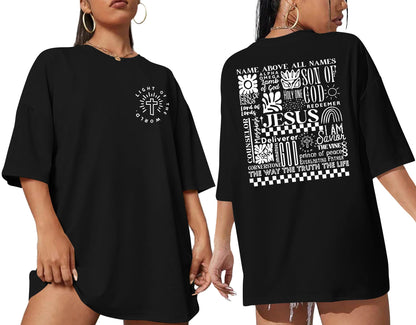 Oversized Tshirts for Women Christian Shirts Faith Over Fear Shirt Short Sleeve Jesus Tees Loose Casual Religious Tops