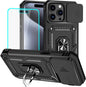 HNHYGETE for iPhone 15 Pro Case with HD Screen Protector: [Military Grade 20ft. Drop Tested] Ring Shockproof Protective Phone Case for - iPhone 15 Pro (Black)
