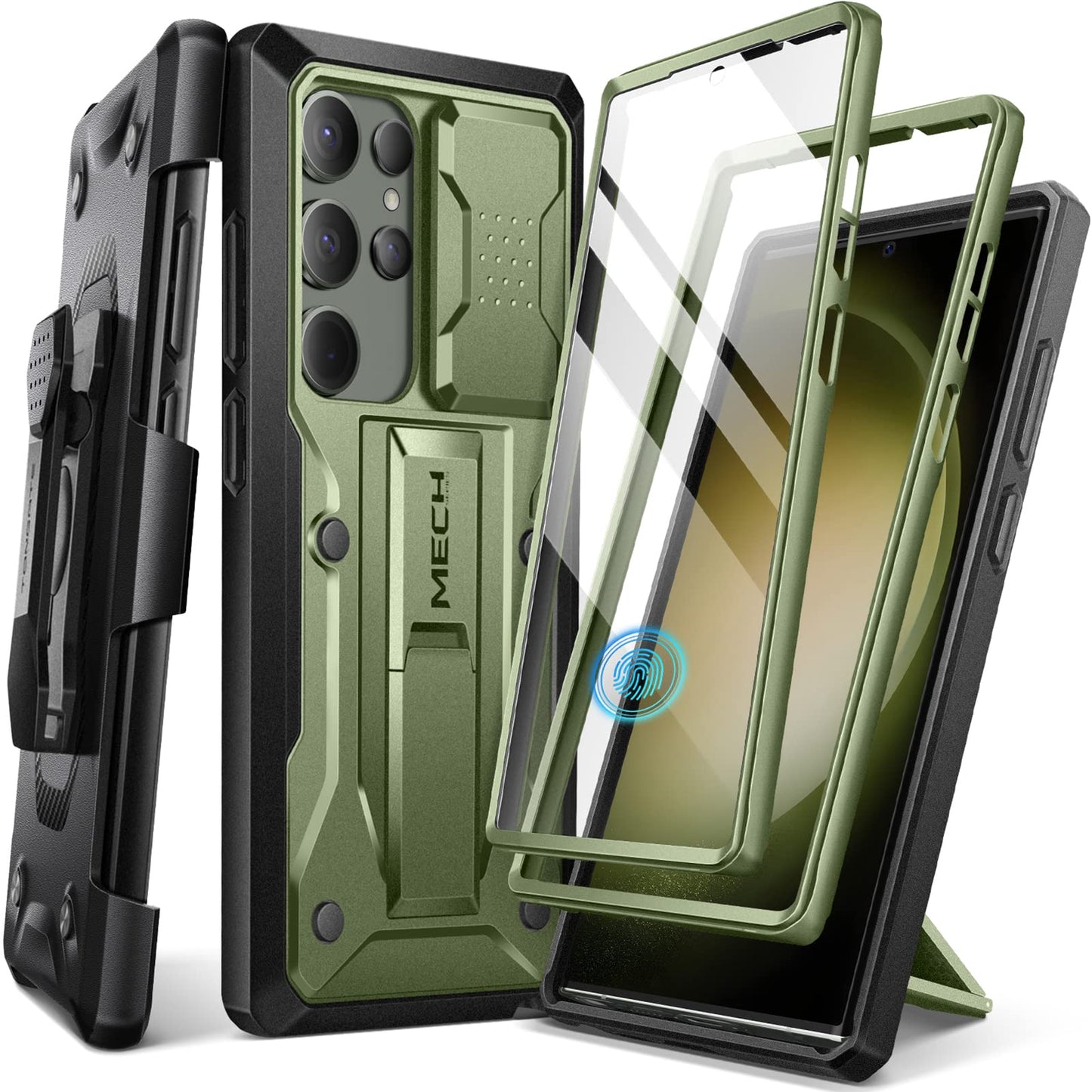 TONGATE for Samsung Galaxy S23 Ultra Case, [Built-in Slide Camera Cover & Screen Protector] [2 Front Frame] Military Grade Shockproof S23 Ultra Phone Case with Kickstand & Belt-Clip 6.8", Black