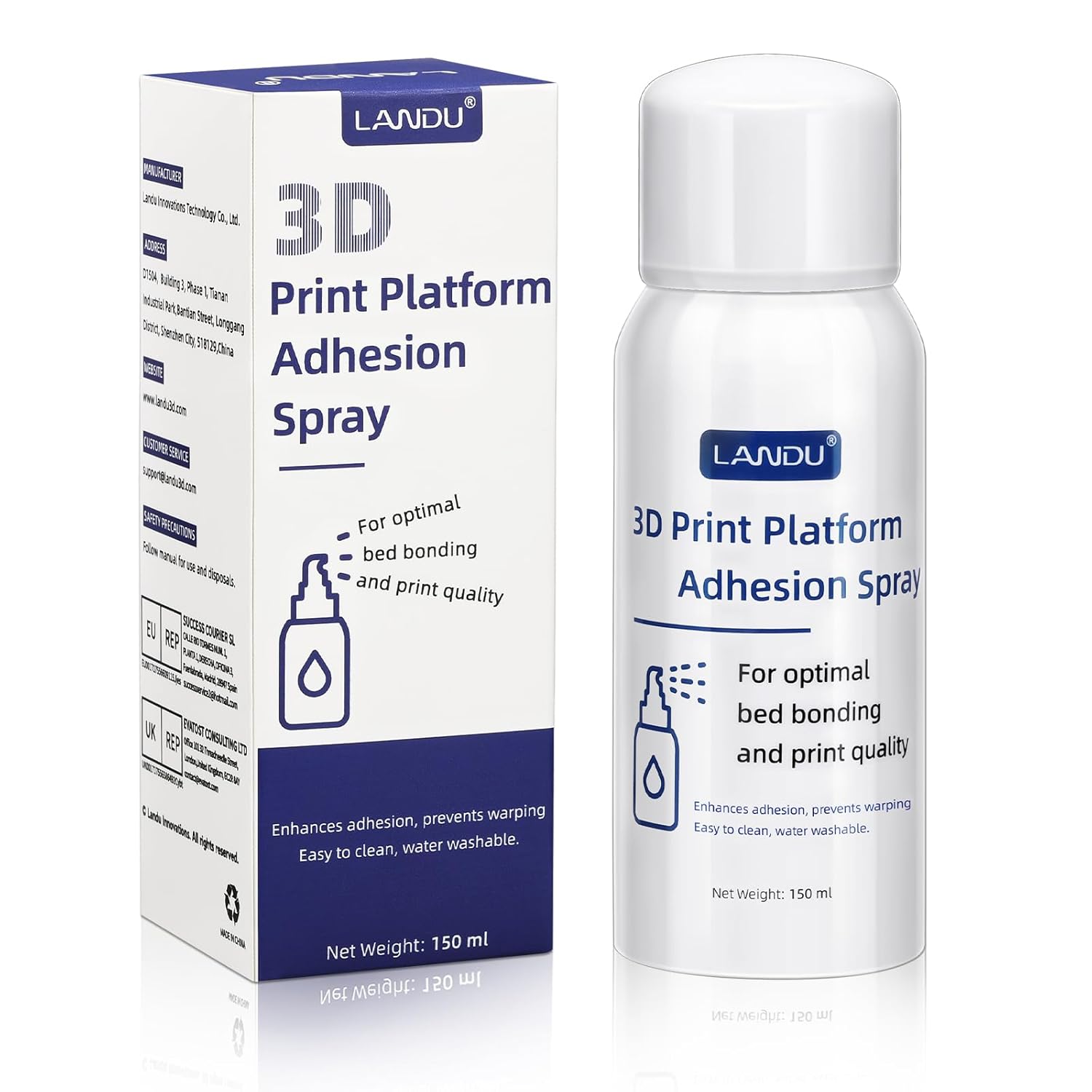 LANDU 3D Printing Adhesive, 3D Printer Build Plate Bed Adhesive Glue Reduces Warping for ABS, ASA, PLA, and PETG Filament Suitable for Various 3D Printing Beds, 3D Glue for 3D Printing - 150ml