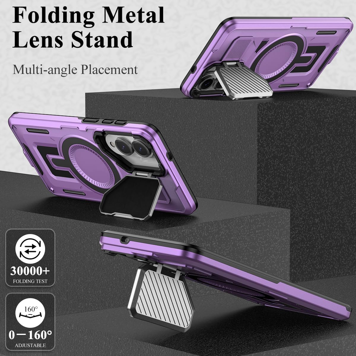 MMHUO for Samsung S25 Edge Case with Adjustable Camera Protector & Screen Protector,[Compatible with MagSafe] [Military Grade Protection] Shockproof Phone Case for Samsung Galaxy S25 Edge,Purple