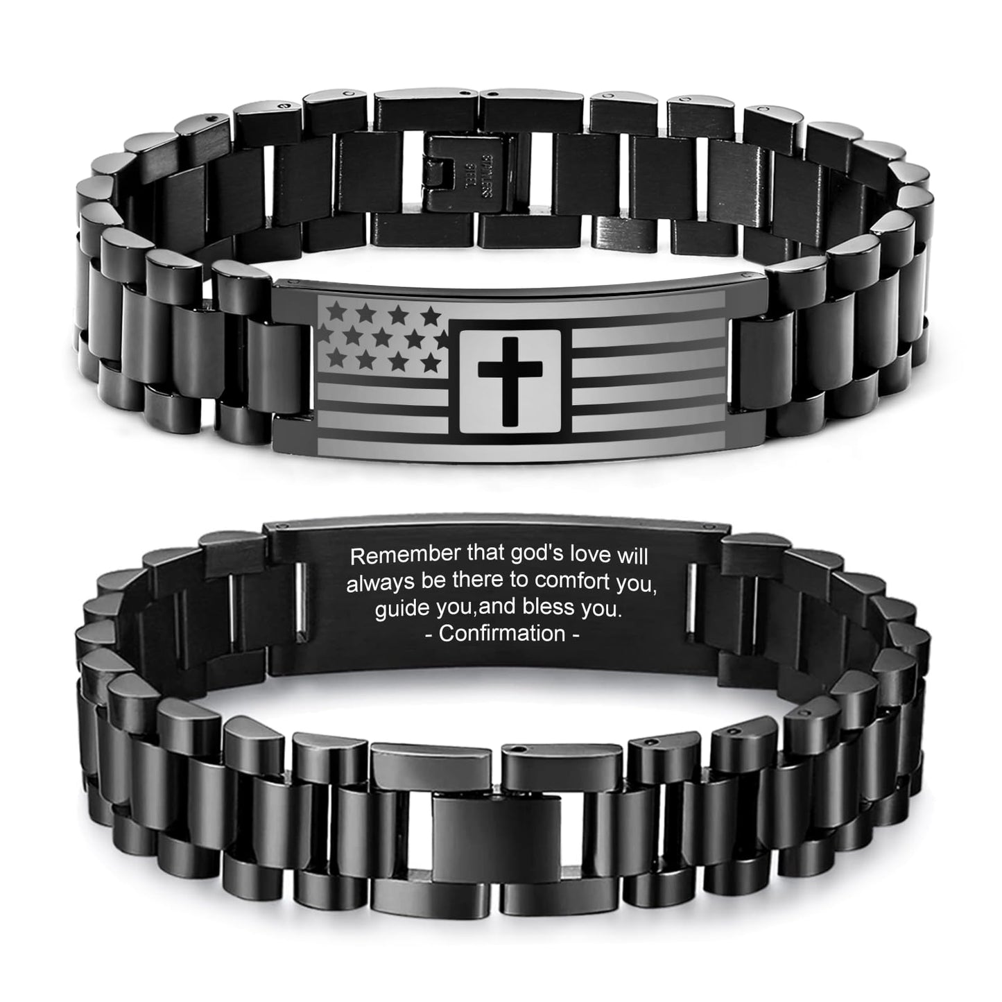 VNOX Personalized Religious Jewelry-Engraved Inspirational Christian Faith Bible Verse Quote Wristbands Elegant Link Bracelet Encouragement Gift,Cassic Watch Band Strap Design