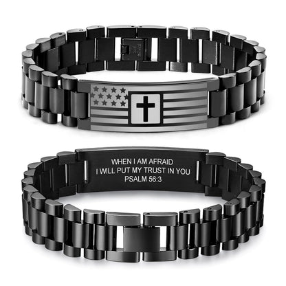 VNOX Personalized Religious Jewelry-Engraved Inspirational Christian Faith Bible Verse Quote Wristbands Elegant Link Bracelet Encouragement Gift,Cassic Watch Band Strap Design