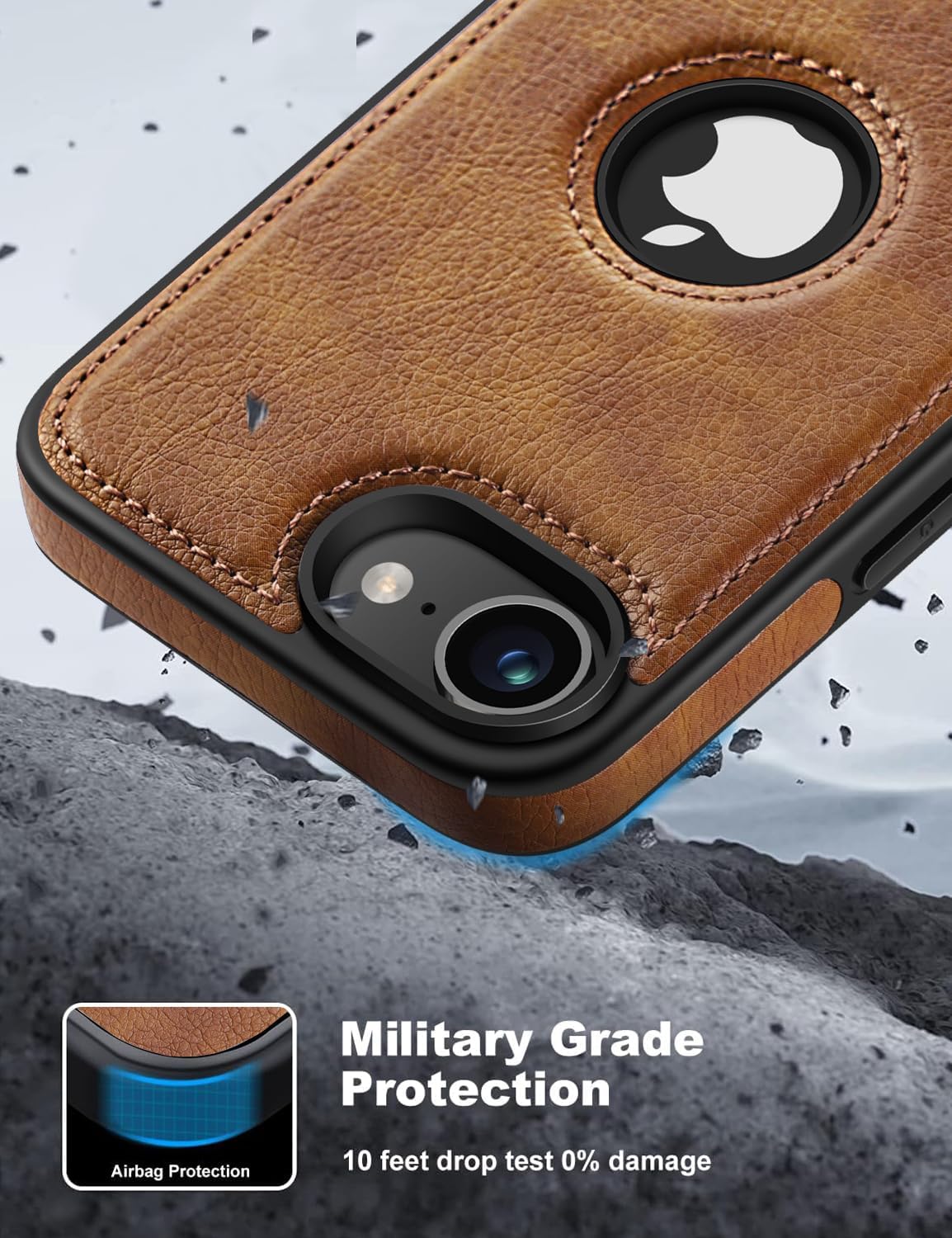 Magnetic for iPhone 16e Leather Case,Built-in Invisible Stand [Compatible with Magsafe] Protective Slim Kickstand Phone Cover Compatible with iPhone 16e (2025) 6.1" (Brown)