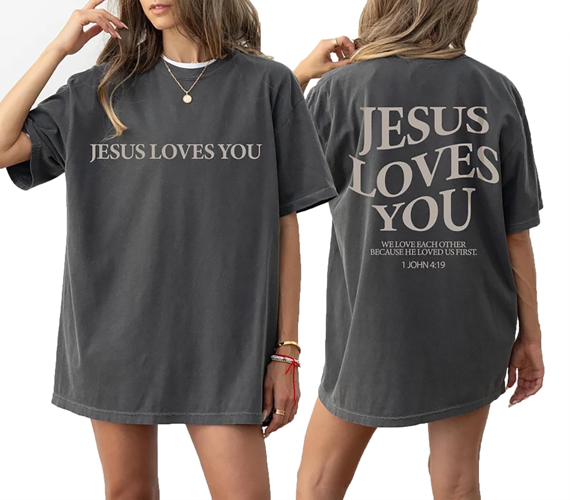 Oversized Tshirts for Women Christian Shirts Faith Over Fear Shirt Short Sleeve Jesus Tees Loose Casual Religious Tops