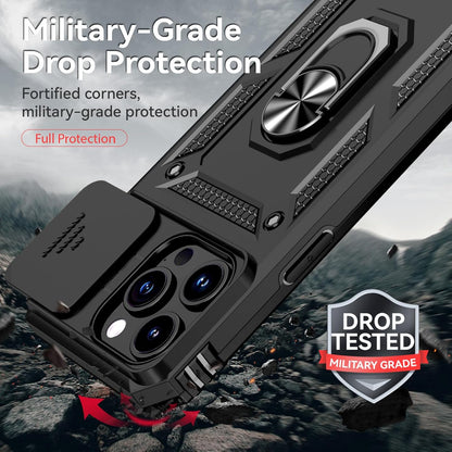 HNHYGETE for iPhone 15 Pro Case with HD Screen Protector: [Military Grade 20ft. Drop Tested] Ring Shockproof Protective Phone Case for - iPhone 15 Pro (Black)