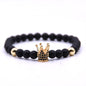 Micro-inlaid crown 6mm matte black plus copper bead bracelet copper inlaid zircon jewelry