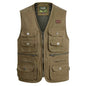 Cotton Men's Multi-pocket Large Size Multi-pocket Photography Fishing Waistcoat Middle-aged And Elderly Vest Washed Vest